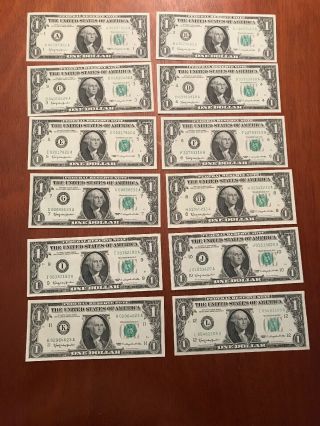 Uncirculated 1969 And 1963 $1 Dollar Bills (A - L) 24 Notes 6