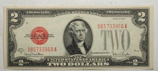 1928 G Us $2 Two Dollar Legal Tender Banknote,  Red Seal,  Gem Cu (960)