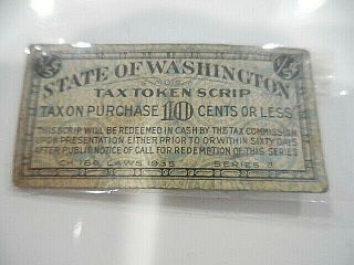 Fathers Vintage 1935 Washington State Tax Token Script Series B