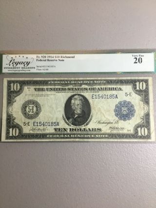 Federal Reserve Note 1914 $10.  00