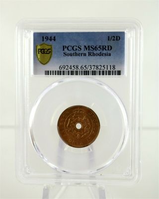 1944 Southern Rhodesia 1/2 Penny George Vi Pcgs Ms65rd
