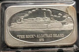 1974 Us Silver Corp.  Alcatraz Island The Rock 1 Oz Silver Art Bar Ussc - 163 (2101)
