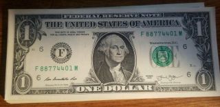 63 Fancy Consecutive Serial Numbers Series 2013 $1 Uncirculated Dollar Bills