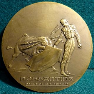 Bullfighter & Bull / Matador Manuel Dos Santos 79mm Bronze Medal