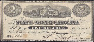 United States,  North Carolina Civil War Confederate 2 Dollars 1863 Vf