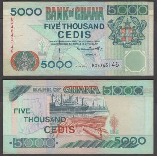 Ghana 5000 Cedis 2000 (vf, ) Banknote P - 34e