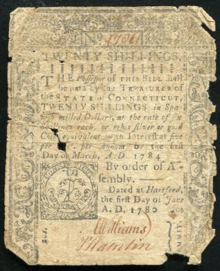 June 1,  1780 20s Twenty Shillings Colonial Currency Connecticut