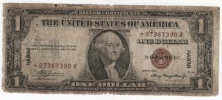 1935 A $1 Silver Certificate Hawaii Overprint Star Note " Scarce " Circulated Vg