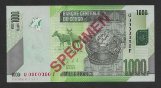 L2832 Congo Dr Specimen 1000 Francs 2013 P Unc
