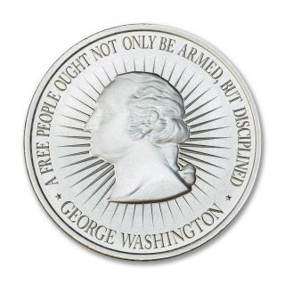 George Washington Bust 2 oz Silver.  999.  50mm Bill of Rights Round 2nd Amendment 3