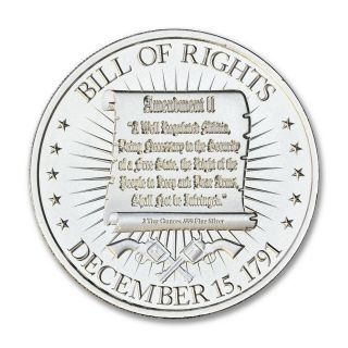 George Washington Bust 2 oz Silver.  999.  50mm Bill of Rights Round 2nd Amendment 4