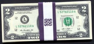 25 Uncirculated $2 Two Dollar Bills Bank Strap Frn San Francisco Crisp Notes C1