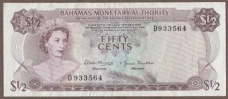 1968 Bahamas 1/2 Dollar Note