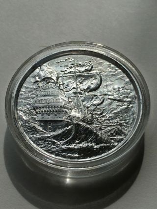 Privateer The Storm 2 Oz High Relief Silver Round - No Prey No Pay - In Capsule