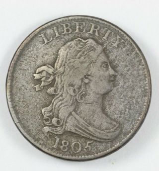 1805 Draped Bust Half Cent 1/2c - C - 4 " Large 5,  Stems " R.  2