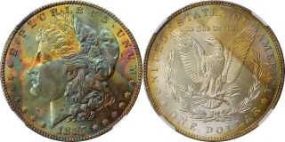 1887 Morgan Silver Dollar - Ngc Ms 64 - End Of Roll Toning