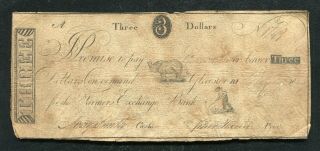 1806 $3 Farmers Exchange Bank Glocester,  Rhode Island Obsolete Banknote