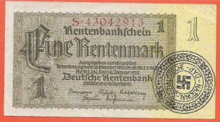Germany - Wehrmacht - 1 Reichsmark - 1937 - With Nazi Stamp Nsdap