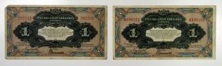 China.  Russo - Asiatic Bank,  1917 1 Ruble Pair (2) P - S474a Train Fine To Vf Abn