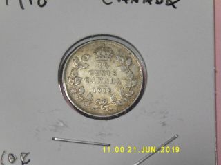 1918 Canada 10 Cents Silver Foreign Coin