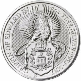 2017 2 Oz British Royal.  9999 Silver Queen’s Beast - Griffin (in Capsule)