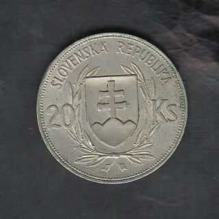 1939 Slovakia Silver 20 Korun