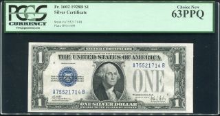 Fr.  1602 1928 - B $1 One Dollar " Funnyback " Silver Certificate Pcgs Unc - 63ppq