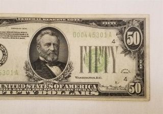 West Point Coins 1934 $50 Federal Reserve Note,  D,  Dallas 4