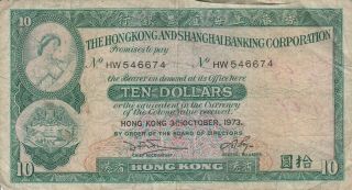 Currency Hong Kong & Shanghai Banking Corporation 1973 Ten Dollars Hw 546674
