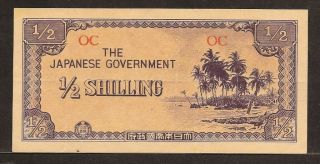 Oceania 1/2 Shilling Nd (1942) P1a Vf,  Shoreline With Palms