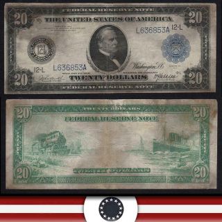 1914 $20 San Francisco Federal Reserve Note Frn Fr 1008 L636853a