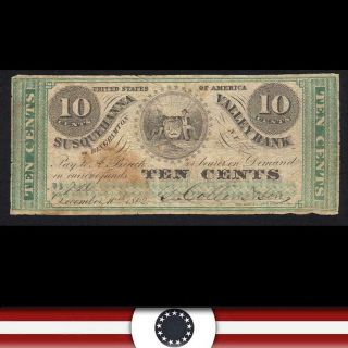 1862 10c Susquehanna Bank,  Binghamton Ny Obsolete Banknote