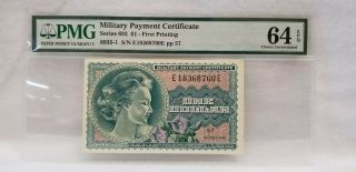 Us Military Payment Certificate - 1 Dollar - Series 692 - Pmg 64 Epq - Choice Unc