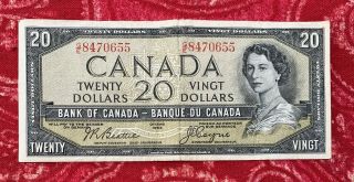 Bank Of Canada 1954 $20 Dollar Banknote Beattie Coyne G/e Combined