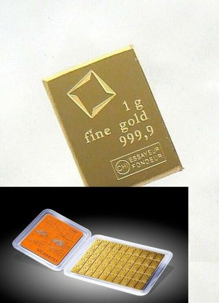 1 Gram Valcambi Gold Bar - Valcambi Suisse Combibar.  9999 Fine (lowest Bin)