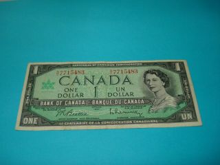 1967 - Canada $1 Bank Note - Canadian One Dollar Bill - No7715483