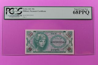 Military Payment Certificate Series 641 10 Cent Pcgs 68 Ppq Gem Unc