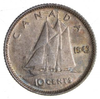 1943 Canada 10 Cents - World Silver Coin 952