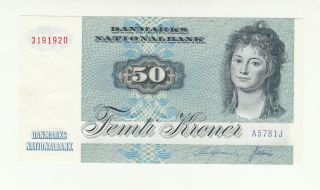 Denmark 50 Kroner 1978 Aunc P50c @