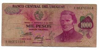 Uruguay Replacement Note 1974 1000 Pesos Prefix R P 52r Cr 13ar 2.  2