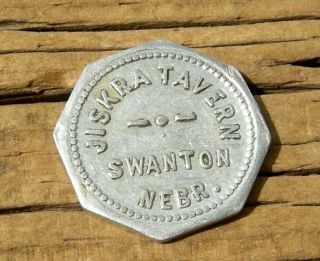 Ca 1900s Swanton Nebraska Ne (tiny Rr Town,  Saline Co) " Jiskra " Bar Tavern Token