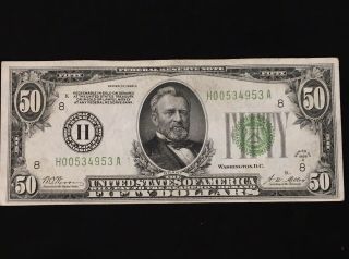 1928 A $50 Federal Reserve Note Saint Louis Unc