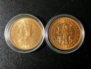 Cyprus 1956 5 Mils Bronze Coin Bu Lustre