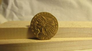 1914 D US $2 - 1/2 $2.  50 Indian Head Quarter Eagle Gold Coin Ungraded No Res M14 3