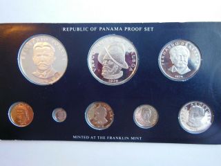 1976 Panama 8 Coin Proof Set With Silver Coins.