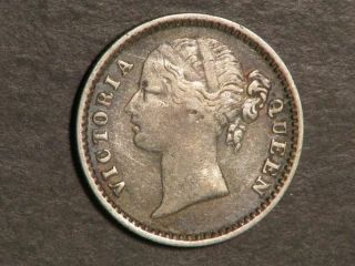 India 1840 1/4 Rupee Silver F - Vf