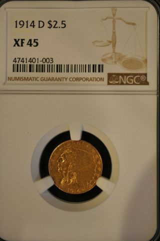 1914 - D Indian Head $2.  5 Gold Quarter Eagle Ngc Graded