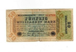 Xxx - Rare 50 Billion Mark Weimar Inflation Banknote 1923 In Ok Con