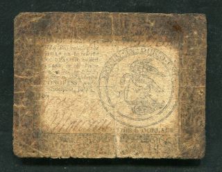 Cc - 40 July 22,  1776 $3 Three Dollars Continental Currency Note