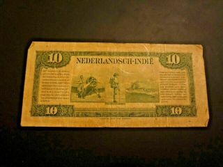 Rare Netherlands Indies (Indonesia) 1943 10 Gulden banknote 4